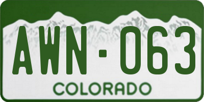 CO license plate AWN063