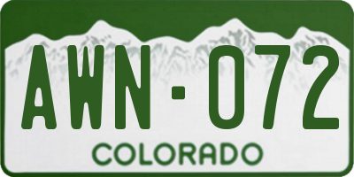 CO license plate AWN072