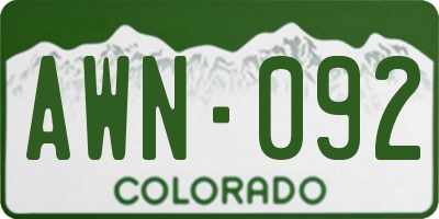 CO license plate AWN092