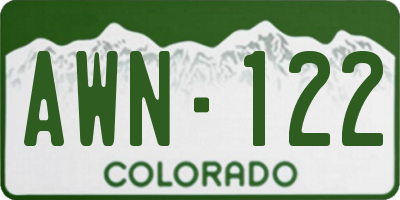 CO license plate AWN122