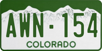 CO license plate AWN154