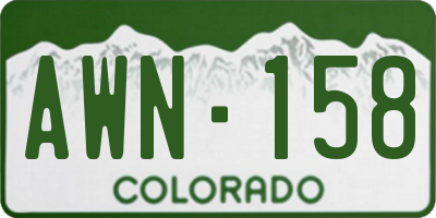 CO license plate AWN158