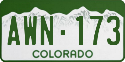 CO license plate AWN173