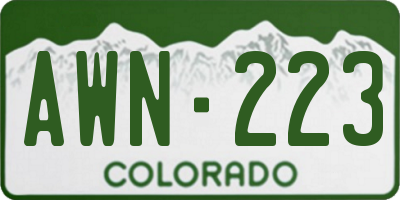 CO license plate AWN223