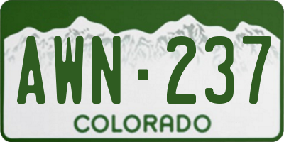 CO license plate AWN237