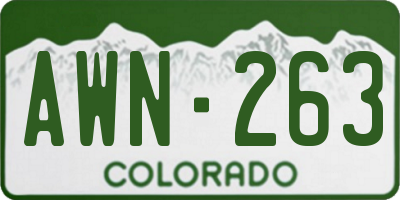 CO license plate AWN263