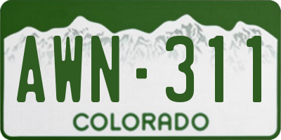 CO license plate AWN311