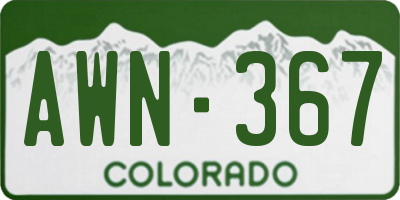 CO license plate AWN367