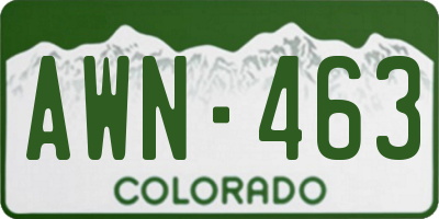 CO license plate AWN463