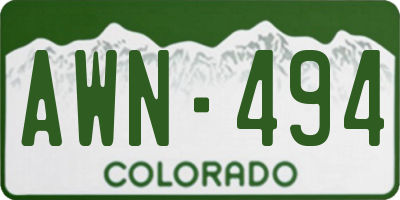 CO license plate AWN494