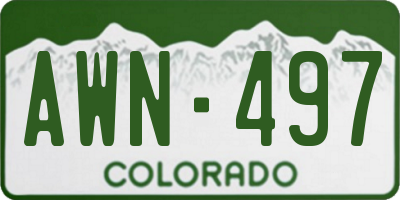 CO license plate AWN497