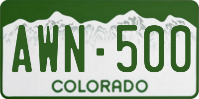 CO license plate AWN500