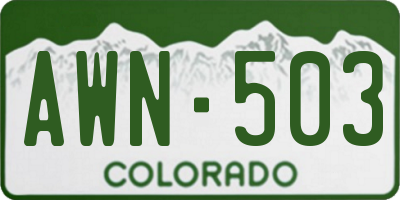 CO license plate AWN503