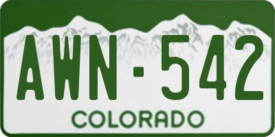 CO license plate AWN542