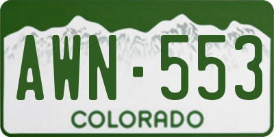 CO license plate AWN553