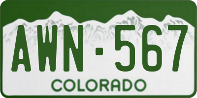 CO license plate AWN567