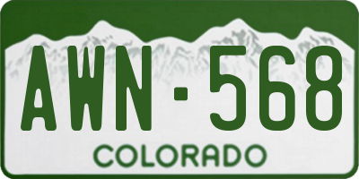 CO license plate AWN568