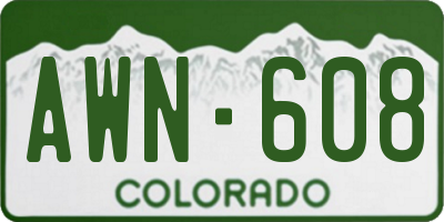 CO license plate AWN608