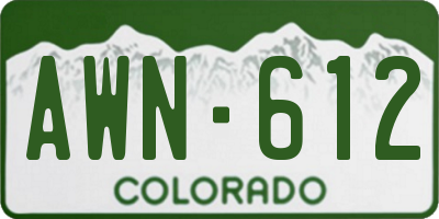 CO license plate AWN612