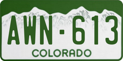 CO license plate AWN613
