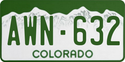 CO license plate AWN632