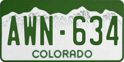 CO license plate AWN634