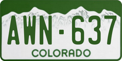 CO license plate AWN637