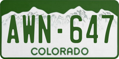 CO license plate AWN647