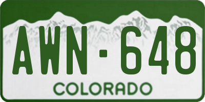 CO license plate AWN648