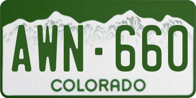 CO license plate AWN660