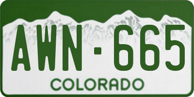 CO license plate AWN665