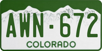 CO license plate AWN672