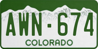 CO license plate AWN674