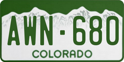 CO license plate AWN680
