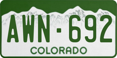 CO license plate AWN692