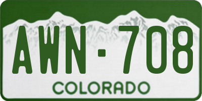 CO license plate AWN708
