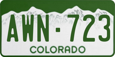 CO license plate AWN723