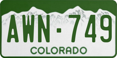 CO license plate AWN749
