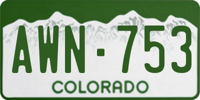 CO license plate AWN753
