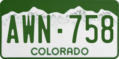 CO license plate AWN758