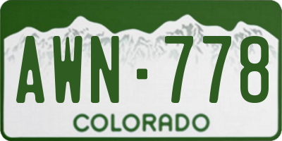 CO license plate AWN778
