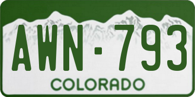 CO license plate AWN793