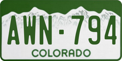 CO license plate AWN794