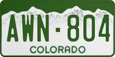 CO license plate AWN804