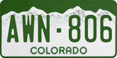 CO license plate AWN806