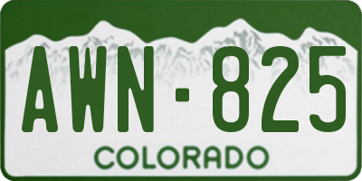 CO license plate AWN825