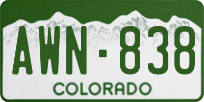 CO license plate AWN838