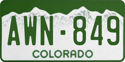 CO license plate AWN849