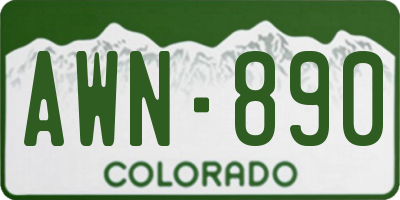 CO license plate AWN890