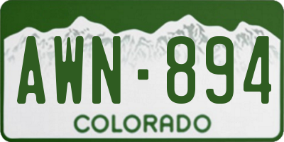 CO license plate AWN894